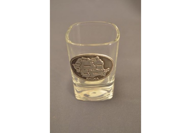 Păhărel pentru alcool pătrat cu plăcuţă metalică România